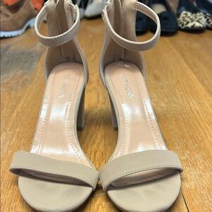 TOP Moda Tan Stiletto Heels with Ankle Strap